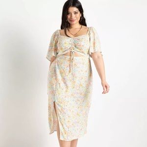 Cinched Front Midi Dress